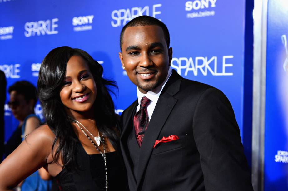 Bobbi Kristina Brown e seu marido, Nick Gordon, durante lançamento do filme Sparkle em 2012