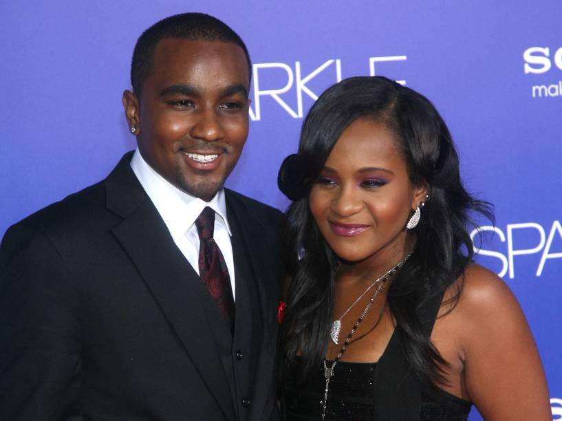 Bobbi Kristina Brown e seu marido, Nick Gordon, durante lançamento do filme Sparkle em 2012