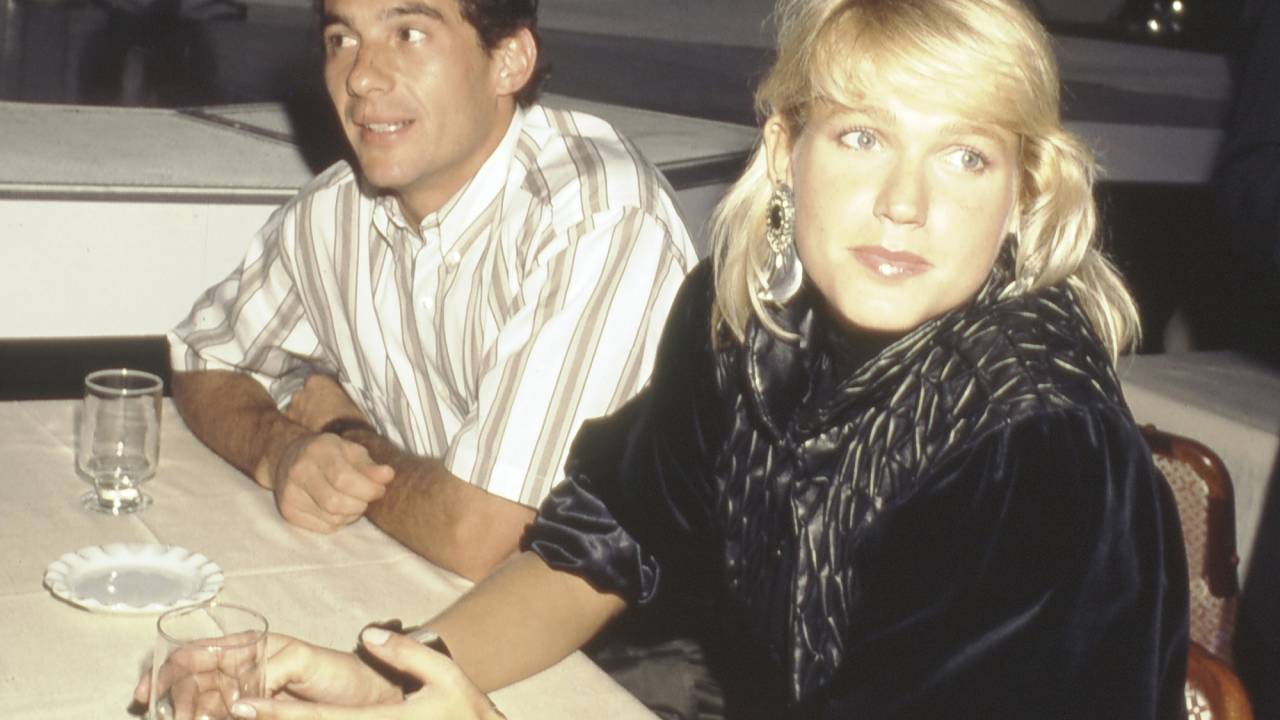Ayrton Senna e Xuxa na estréia do show da cantora Simone, no Scala II, Rio de Janeiro - 1989