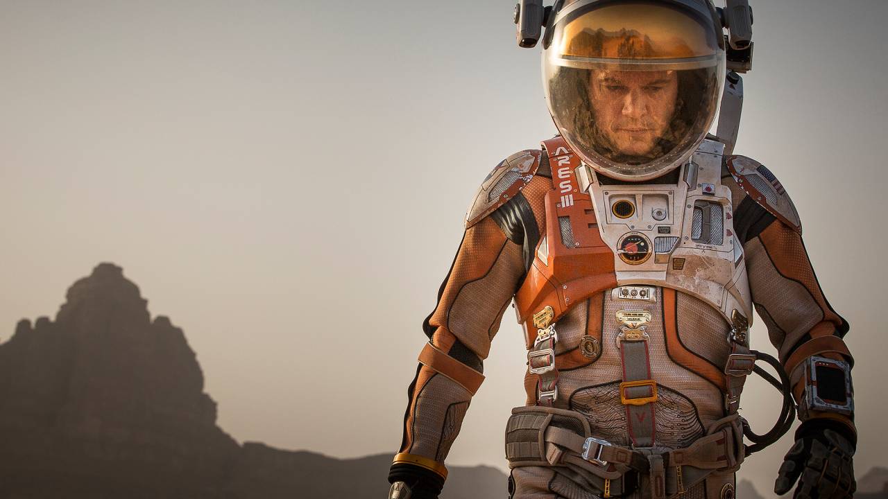 O filme "Perdido em Marte", com Matt Damon no papel de astronauta deixado sozinho em Marte pelos companheiros após incidente com missão espacial da Nasa