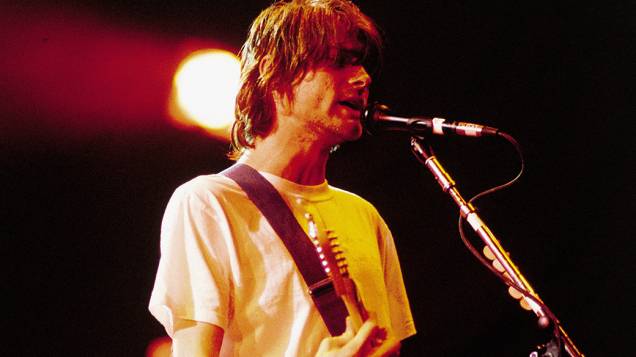 Kurt Cobain, durante show no Hollywood Rock Festival, em 1993 Kurt Cobain, durante show no Hollywood Rock Festival, em 1993