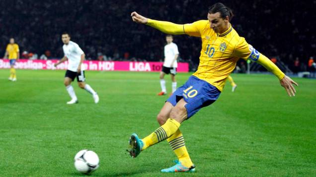 O suéco Zlatan Ibrahimovic durante partida contra a Alemanha, nas eliminatórias europeias para a Copa de 2014 O suéco Zlatan Ibrahimovic durante partida contra a Alemanha, nas eliminatórias europeias para a Copa de 2014