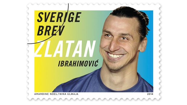 Folheto lançado pelos Serviços postais suecos mostra selo do jogador Zlatan Ibrahimovic, que será apresentado em 27 de março de 2014 Folheto lançado pelos Serviços postais suecos mostra selo do jogador Zlatan Ibrahimovic, que será apresentado em 27 de março de 2014
