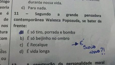 Professor de filosofia chama Valesca Popozuda de "grande pensadora contemporânea" em prova do ensino médio