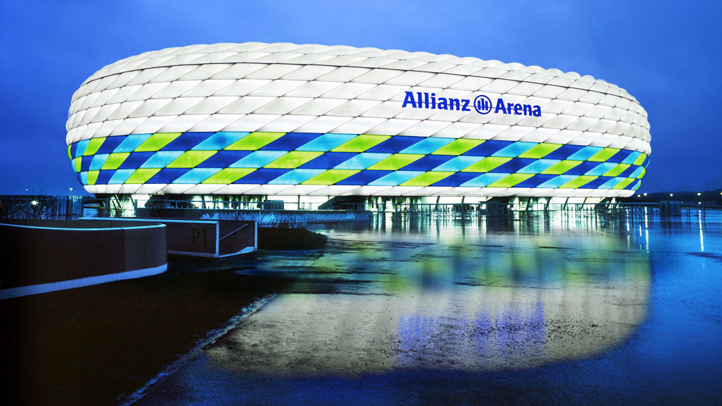 A Allianz Arena, em Munique, é um dos prováveis palcos da Eurocopa de 2020, a primeira com jogos espalhados por vários países