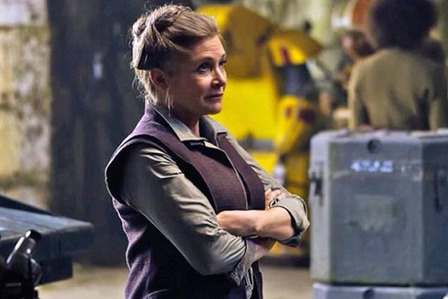 Carrie Fisher como General Leia em Star Wars: O Despertar da Força. Carrie Fisher como General Leia em Star Wars: O Despertar da Força.