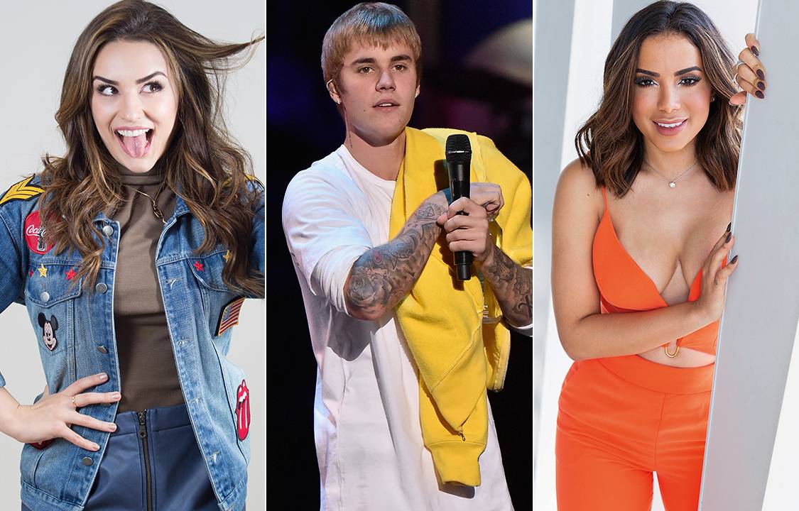 Youtuber Kéfera Buchmann e os cantores Justin Bieber e Anitta