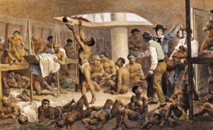 Porão de navio negreiro, pintado por Rugendas