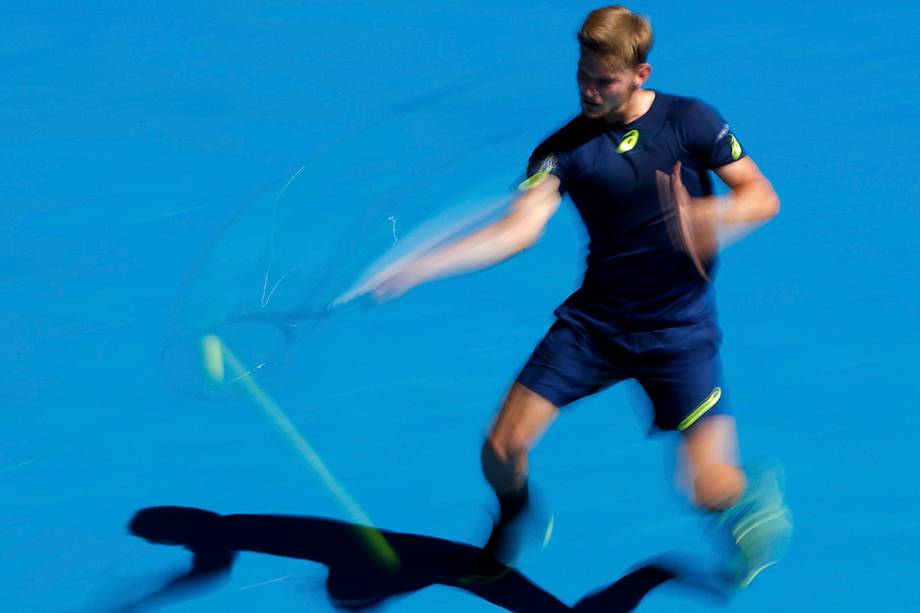 O belga David Goffin durante partida contra David Goffin, da Bulgária,