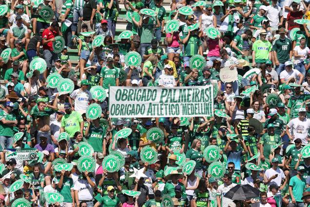 Torcida da Chapecoense durante amistoso contra o Palmeiras, na Arena Condá em Chapecó Torcida da Chapecoense durante amistoso contra o Palmeiras, na Arena Condá em Chapecó