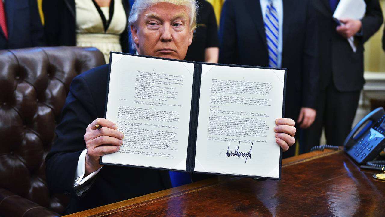Presidente dos EUA, Donald Trump, em cerimônia no Pentágono, em Washington - 28-01/2017