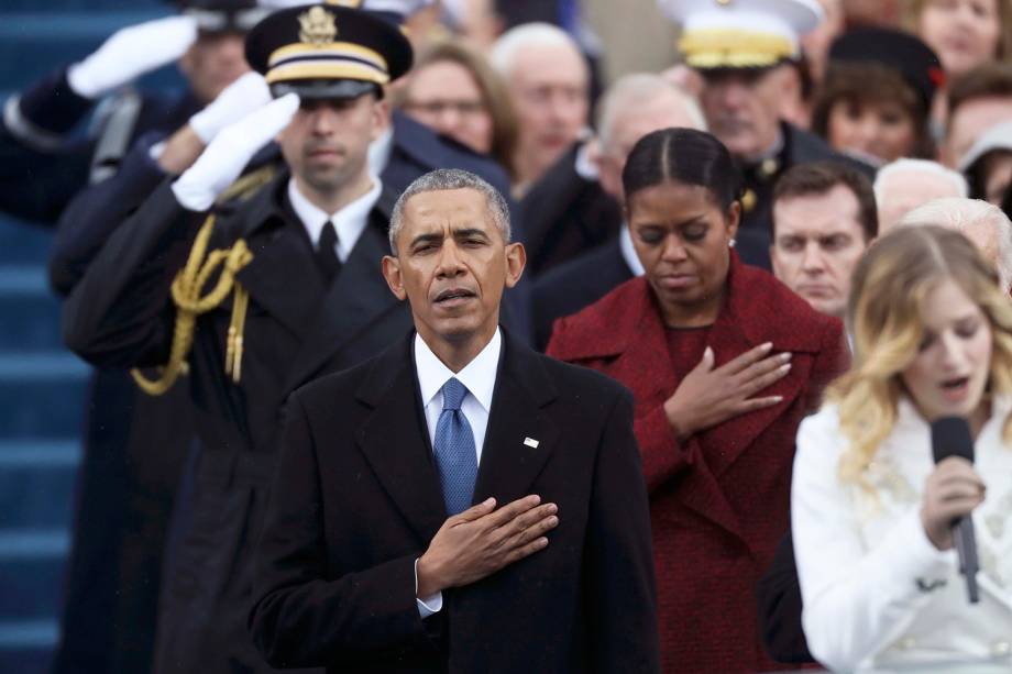 Barack Obama durante cerimônia de posse de Donald Trump, no Capitólio - 20/01/2017