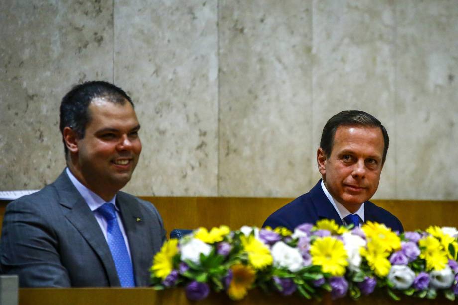 O prefeito eleito de São Paulo João Dória, durante cerimônia de posse na Câmara Municipal, região central da capital paulista