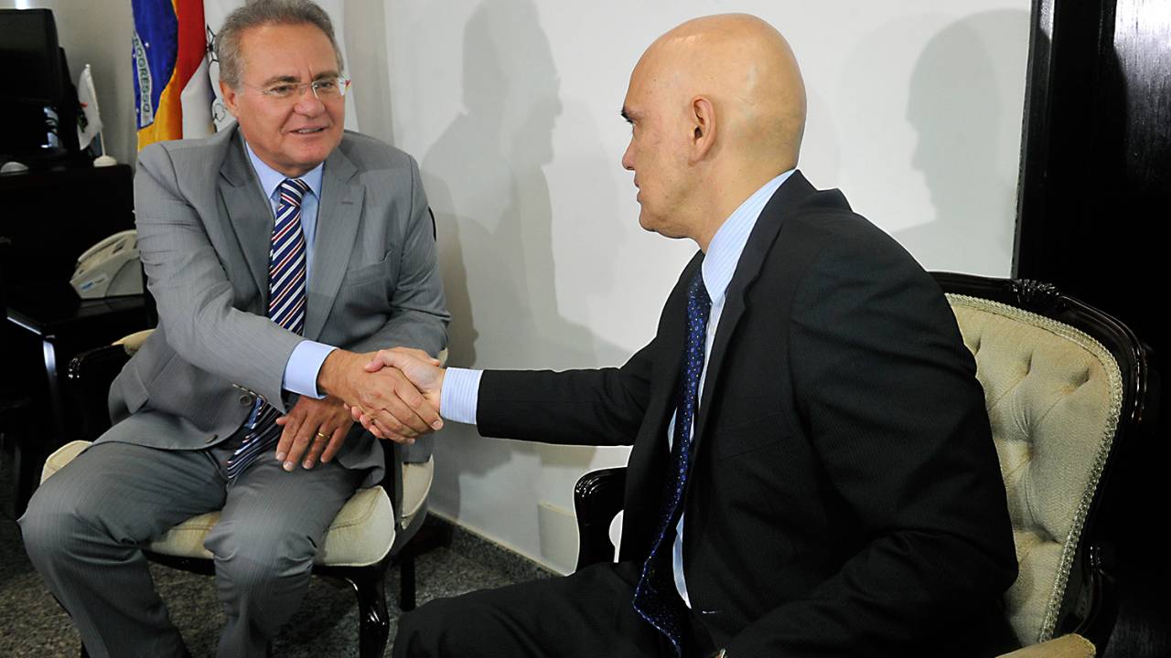 Alexandre de Moraes, ministro licenciado, visita Renan Calheiros, líder do PMDB no senado