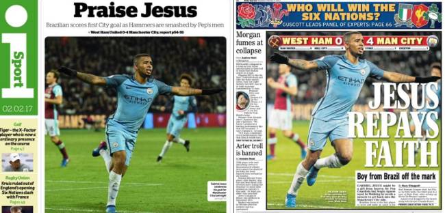 Jornais britânicos estampam a "fé" em Gabriel Jesus Jornais britânicos estampam a “fé” em Gabriel Jesus