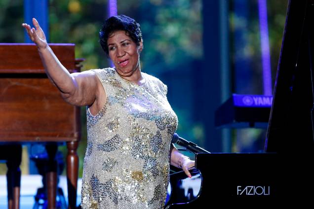 Aretha Franklin, em abril de 2016, durante as comemorações do Dia do Jazz Aretha Franklin, em abril de 2016, durante as comemorações do Dia do Jazz