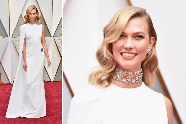 Karlie Kloss no tapete vermelho do Oscar Karlie Kloss