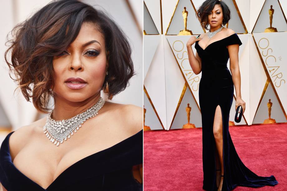 A atriz Taraji P. Henson do filme 'Estrelas Além do Tempo' no tapete vermelho Oscar - 26/02/2017