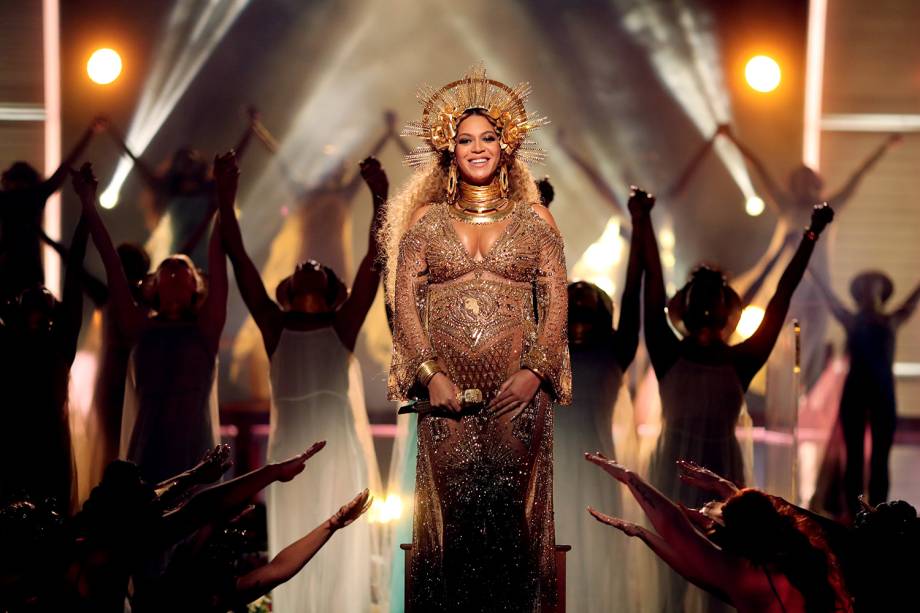 Beyoncé durante a cerimônia da 59ª edição do Grammy no Staples Center, em Los Angeles, nos Estados Unidos - 12/02/2017