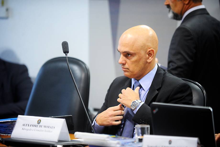 Alexandre de Moraes, indicado pelo presidente Michel Temer para o cargo de ministro do Supremo Tribunal Federal (STF), durante sua sabatina pela Comissão de Constituição, Justiça e Cidadania (CCJ)