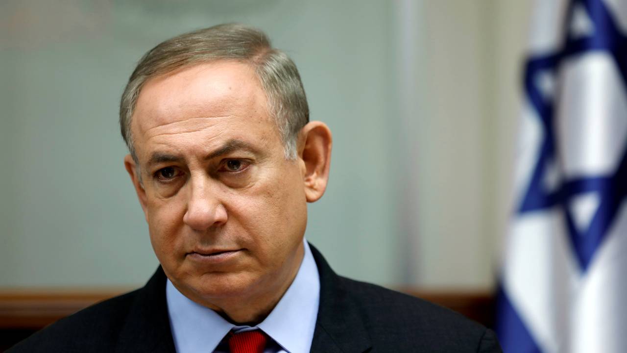 Primeiro Ministro israelense, Benjamin Netanyahu, durante conferência em Jerusalém