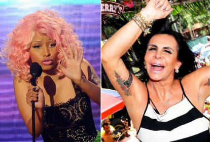 A rapper americana Nicki Minaj e a cantora brasileira Gretchen