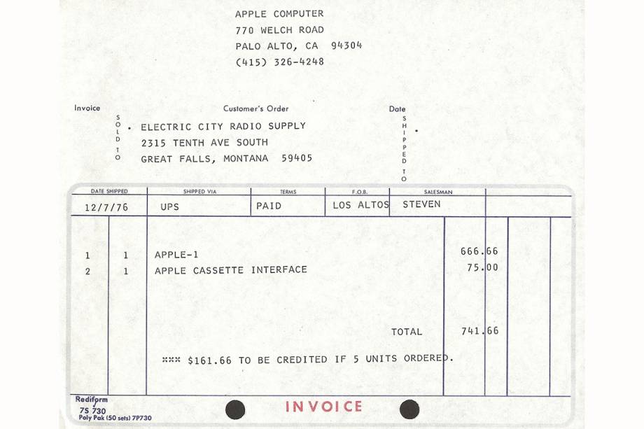 Primeira nota fiscal do Apple-1