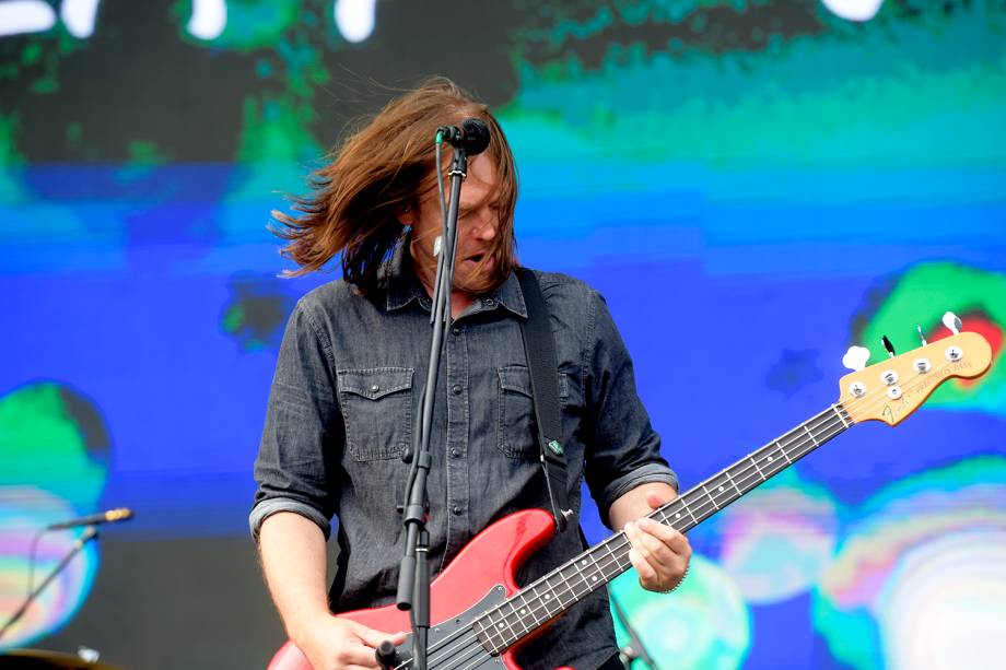 Rick Burch, da banda Jimmy Eat World, se apresenta na sexta edição do festival Lollapalooza, no Autódromo de Interlagos, São Paulo