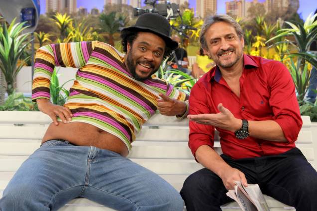 Canarinho (Marcelo Marrom) e Marcelo de Nóbrega, durante programa comemorativo de 30 anos de 'A Praça É Nossa Canarinho (Marcelo Marrom) e Marcelo de Nóbrega, durante programa comemorativo de 30 anos de 'A Praça É Nossa