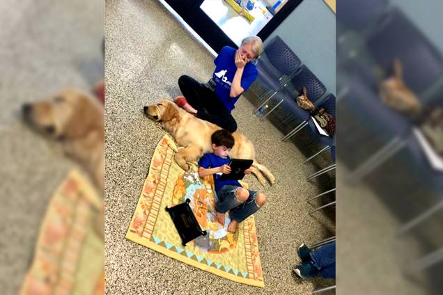 Kainoa Niehaus e sua mãe no dia em que o menino, que tem autismo, se encontrou pela primeira vez com seu cachorro, Tornado. Kainoa Niehaus e sua mãe no dia em que o menino, que tem autismo, se encontrou pela primeira vez com seu cachorro, Tornado.