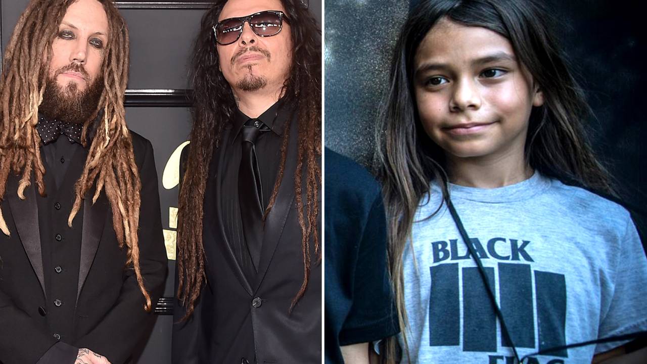 Banda Korn e o baixista de apenas 12 anos, Tye Trujillo, filho do baixista da banda Metallica, Robert Trujillo