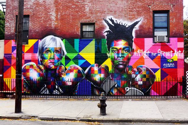 Grafite de Andy Warhol e Jean-Michel Basquiat, feito por Eduardo Kobra em Nova York. Grafite de Andy Warhol e Jean-Michel Basquiat, feito por Eduardo Kobra em Nova York.