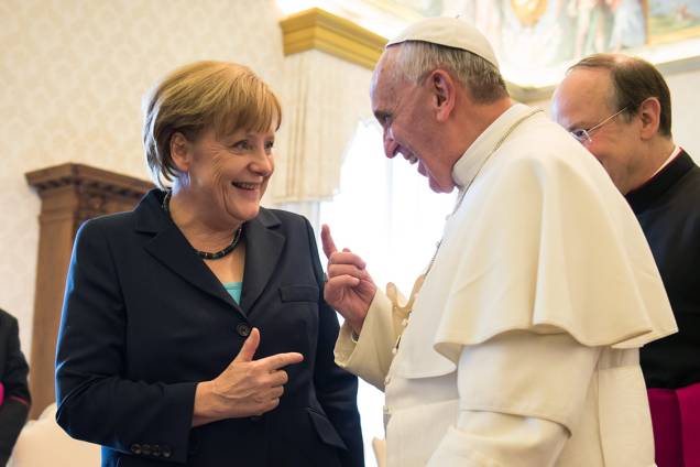 A chanceler alemã, Angela Merkel, durante audiência com o Papa Francisco, no Vaticano - 18/05/2013 A chanceler alemã, Angela Merkel, durante audiência com o Papa Francisco, no Vaticano - 18/05/2013