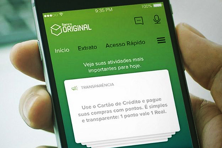 Instituição financeira da holding, o Original é um banco online para o público de alta renda