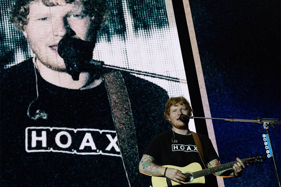 Ed Sheeran durante a turnê “Divide Tour” no Allianz Parque em São Paulo - 28/05/2017