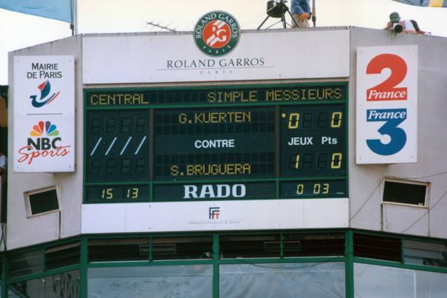 O placar da quadra principal do torneio francês O placar da quadra principal do torneio francês