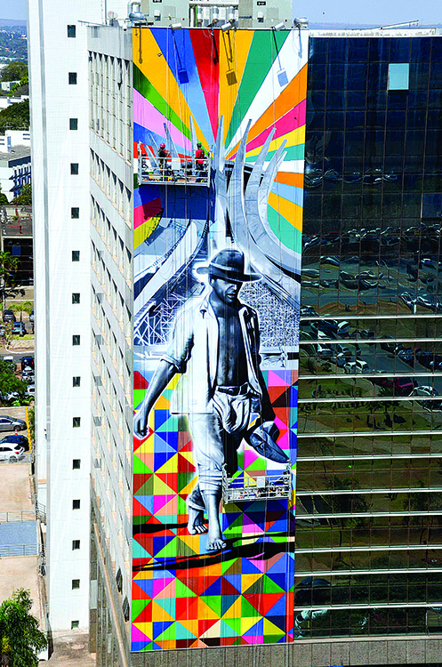 Obra de Eduardo Kobra em prédio do Setor Bancário Sul, em Brasília Obra de Eduardo Kobra em prédio do Setor Bancário Sul, em Brasília