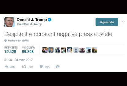 Covfefe, escreve Donald Trump no Twitter