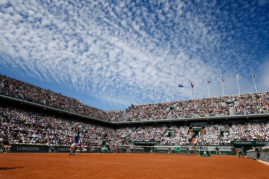 Vista geral da quadra Philippe Chatrier, durante a final de Roland Garros entre Rafael Nadal e Stan Wawrinka - 11/06/2017