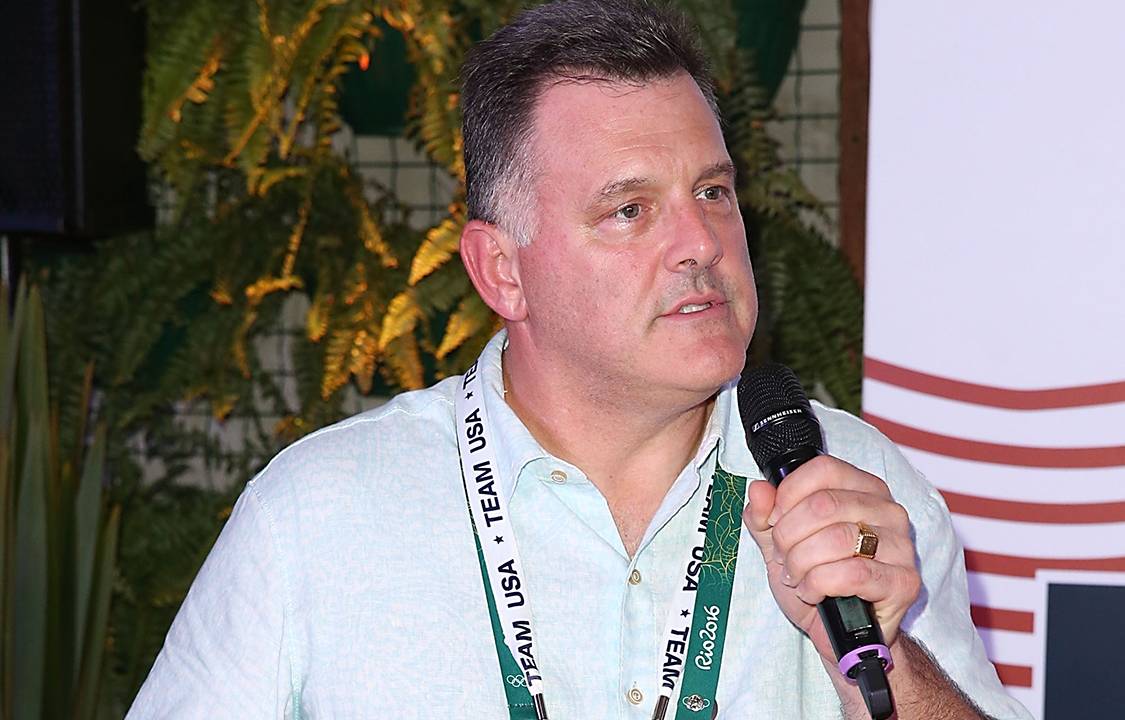 Steve Penny, ex-presidente da Federação de Ginástica dos Estados Unidos, durante palestra no Colégio São Paulo, no Rio de Janeiro