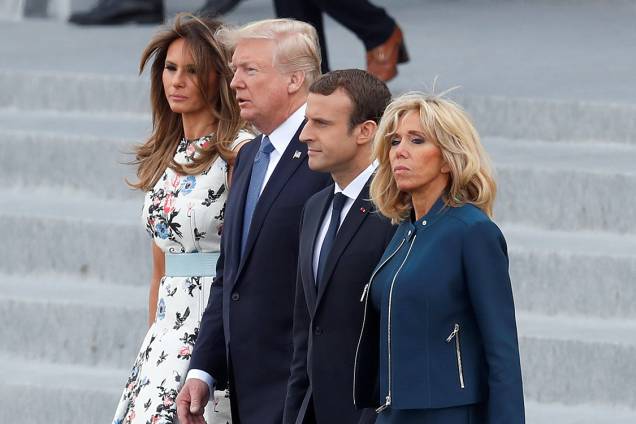 Os presidentes Donald Trump (EUA) e Emmanuel Macron (França) durante a comemoração do Dia da Bastilha, em Paris - 14/07/2017 Os presidentes Donald Trump (EUA) e Emmanuel Macron (França) durante a comemoração do Dia da Bastilha, em Paris - 14/07/2017