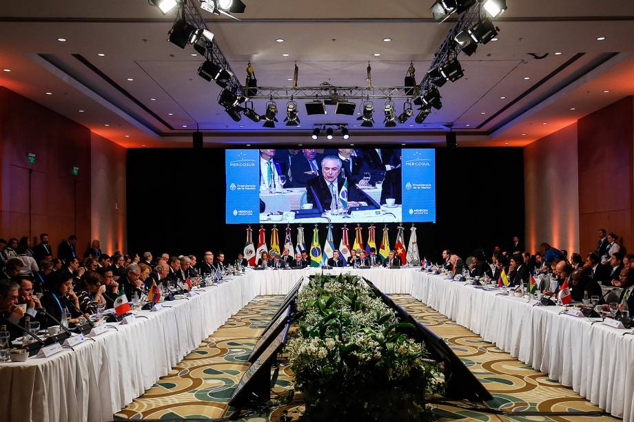 O presidente da República, Michel Temer (PMDB), durante a 50ª  Cúpula do Mercosul em Mendoza, na Argentina, em que o Brasil assumirá a presidência rotativa do bloco - 21/07/2017