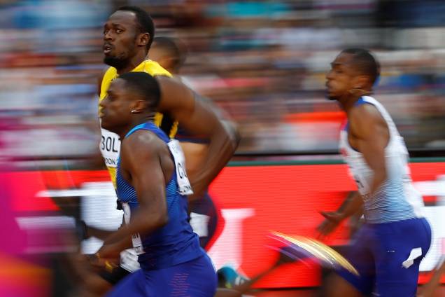 Usain Bolt, durante prova de 100m na semi-final do Mundial de Atletismo Usain Bolt, durante prova de 100m na semi-final do Mundial de Atletismo