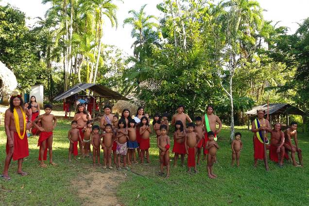 Membros da tribo Waiãpi, em aldeia a 90 quilômetros de Pedra Branca do Amapari (AP), visitada por VEJA na semana passada Membros da tribo Waiãpi, em aldeia a 90 quilômetros de Pedra Branca do Amapari (AP), visitada por VEJA na semana passada