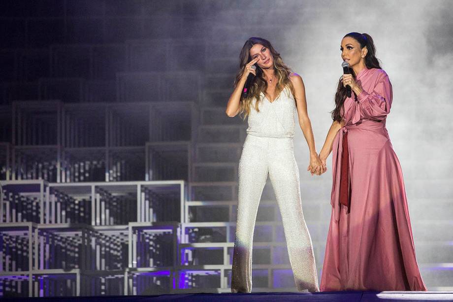 A modelo Gisele Bündchen e a cantora Ivete Sangalo o primeiro dia de Rock in Rio