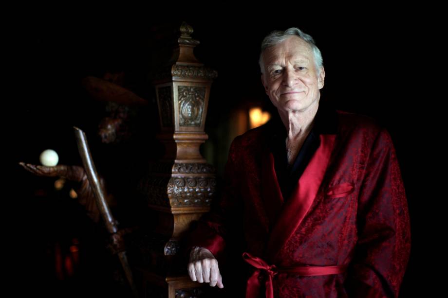 Hugh Hefner é retratado na mansão da Playboy, em Los Angeles, no estado americano da Califórnia - 27/07/2010