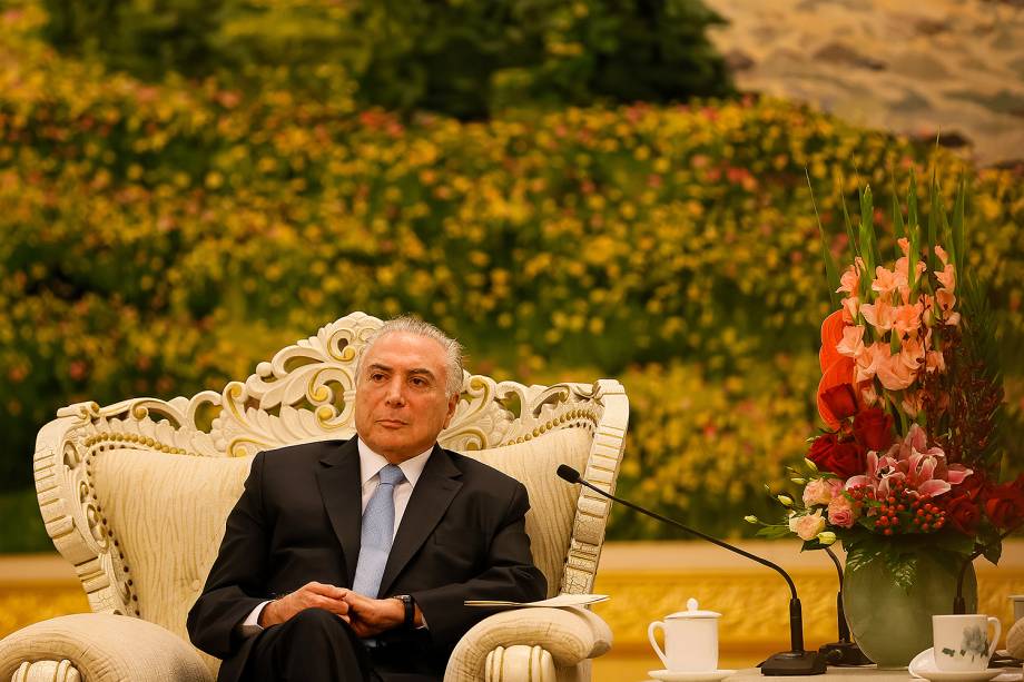 Michel Temer no Grande Salão do Povo, em Pequim, na China - 01/09/2017