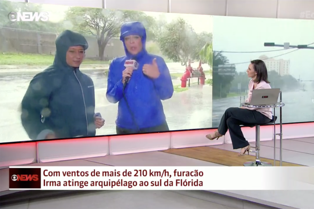 Repórteres da Globo fazer cobertura do furacão Irma, que atinge o sul da Flórida, nos Estados Unidos Repórteres da Globo fazer cobertura do furacão Irma, que atinge o sul da Flórida, nos Estados Unidos