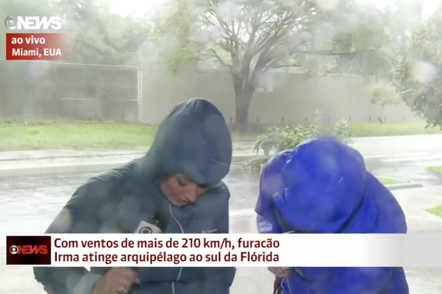 Repórteres da Globo fazer cobertura do furacão Irma, que atinge o sul da Flórida, nos Estados Unidos Repórteres da Globo fazer cobertura do furacão Irma, que atinge o sul da Flórida, nos Estados Unidos