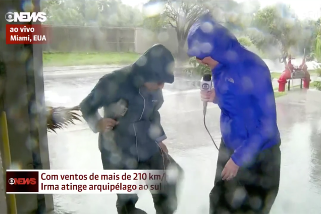 Repórteres da Globo fazem cobertura no meio do furacão Irma, ao sul da Flórida Repórteres da Globo fazem cobertura no meio do furacão Irma, ao sul da Flórida